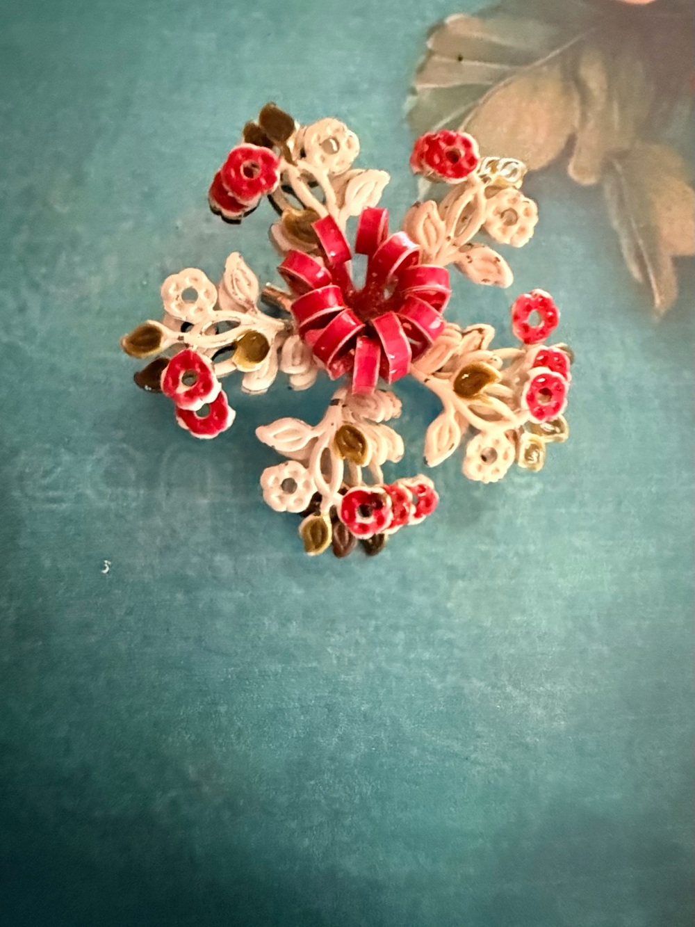 Delicate Floral Cluster Brooch in Pink and Cream.